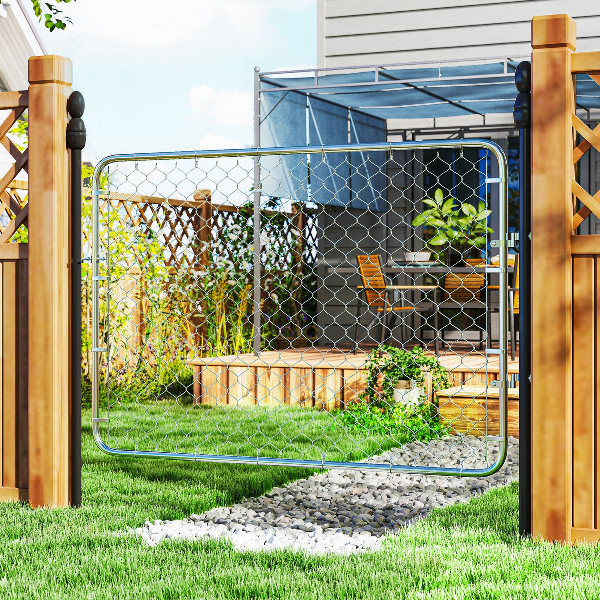 26-71 in. W x 4 ft. H Chain Link Fence Gate, Silver — product view 3