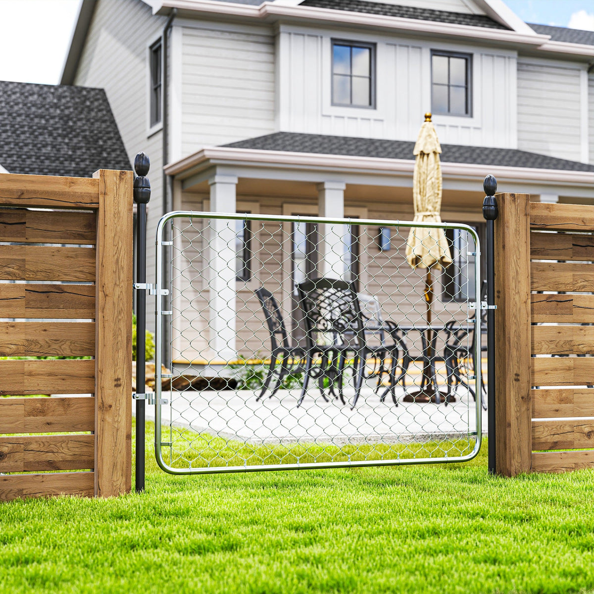 26-71 in. W x 4 ft. H Chain Link Fence Gate, Silver — product view 4