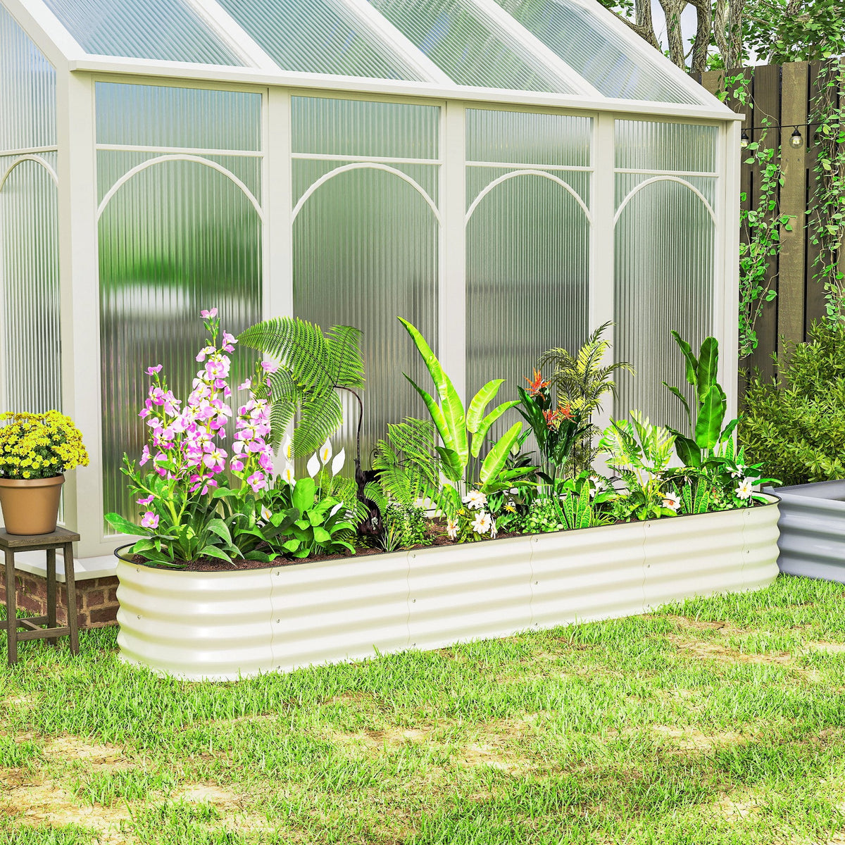 8' x 2' x 1' Galvanized Raised Garden Bed Kit, Cream — product view 4
