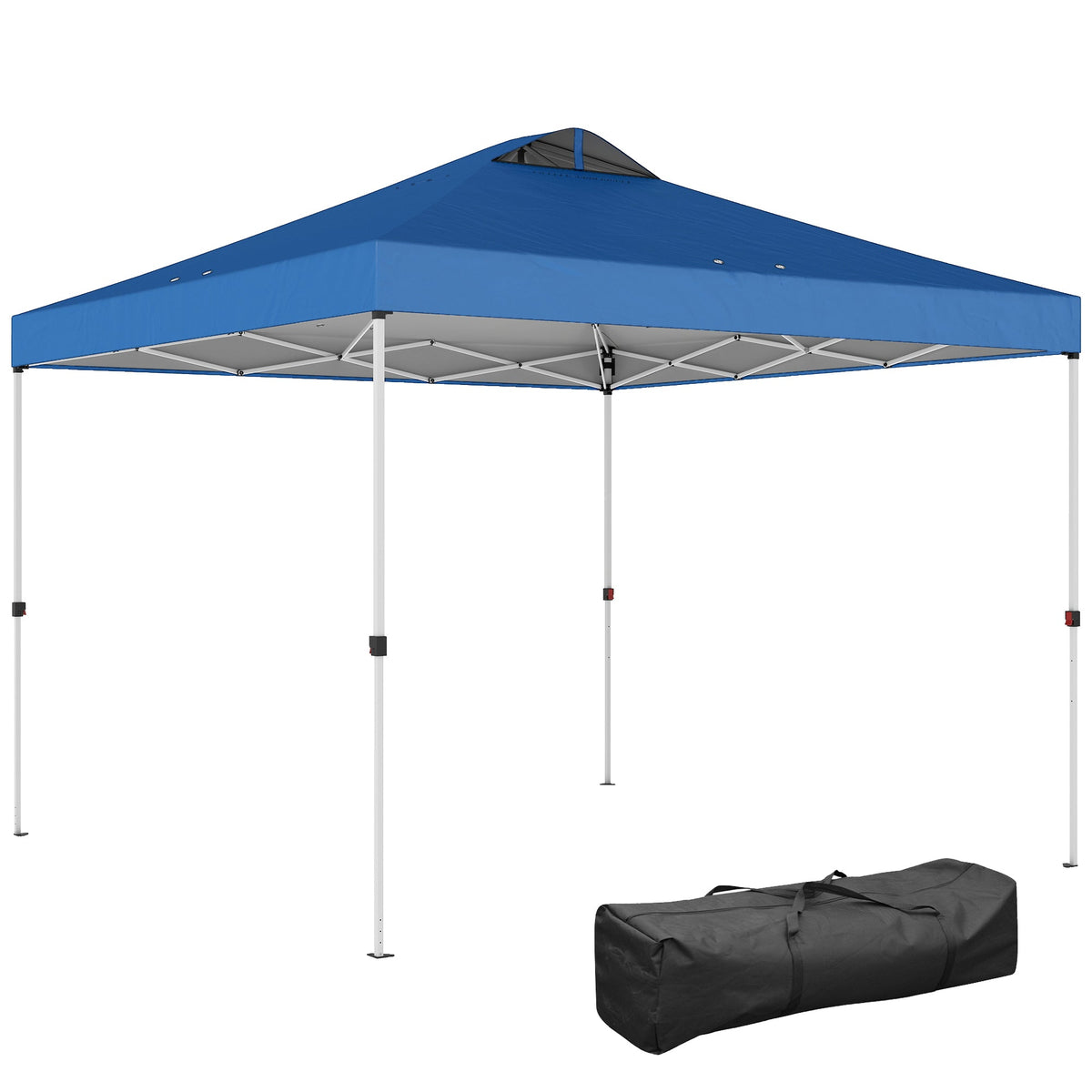 9.8' x 9.8' Pop-Up Canopy with Carrying Bag, Stakes and Ropes, Blue — product view 1