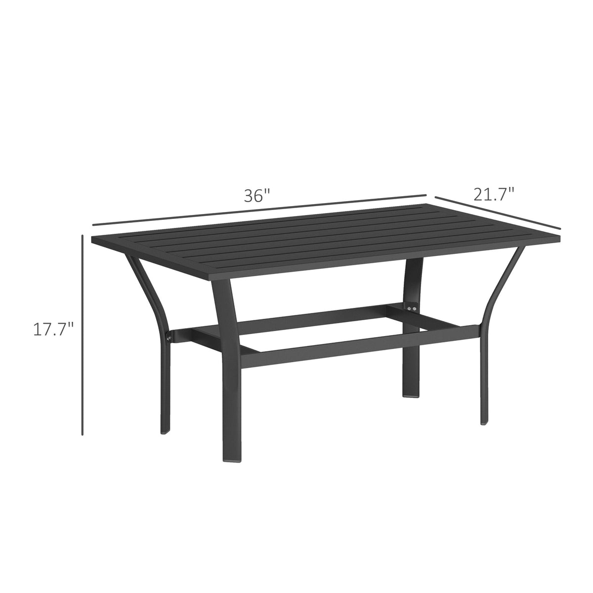 Outdoor Metal Coffee Table with Slatted Top, Black — product view 5
