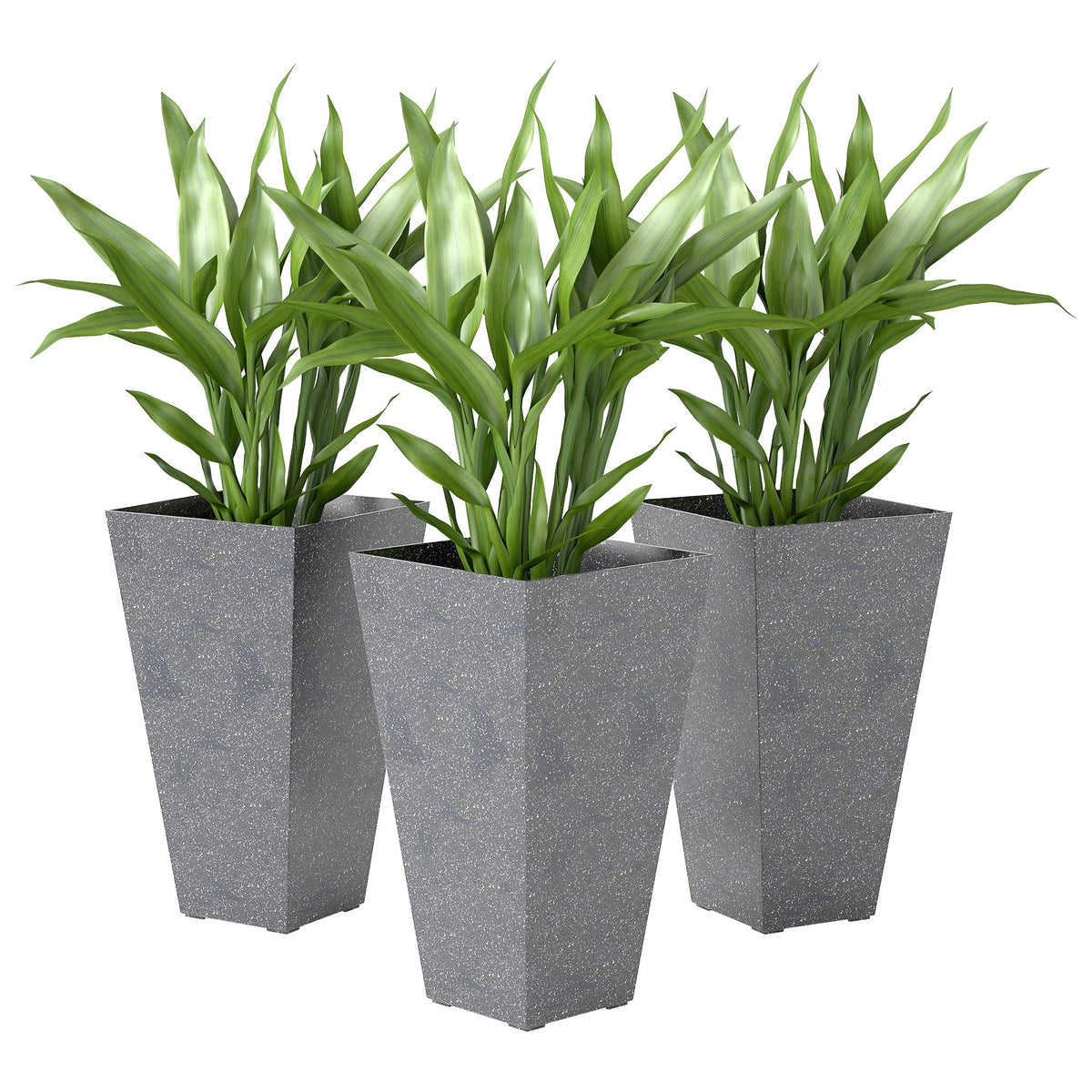3-Piece 28" Tall Planters with Drainage Holes, Gray — product view 1