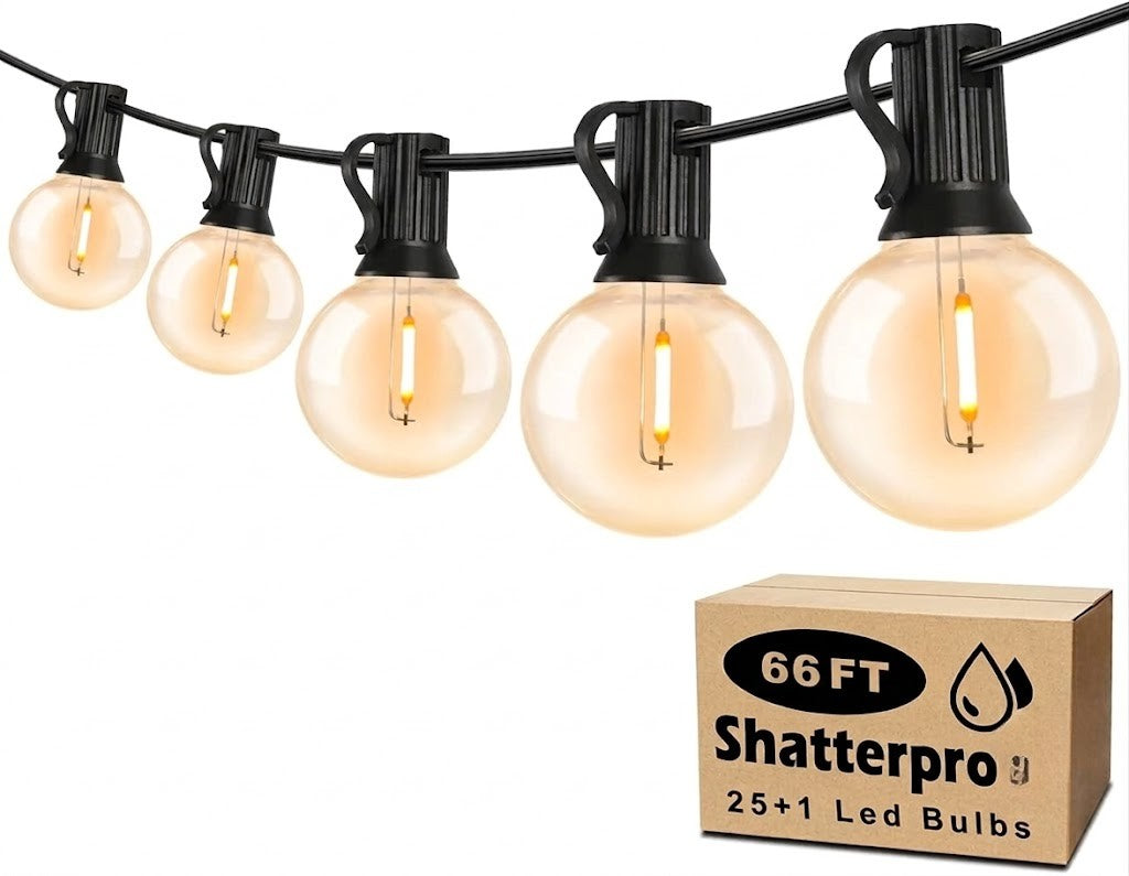 Solar Outdoor String Lights Warm White Globe Bulbs Waterproof Patio Pergola — 33ft 66ft 100ft — product view 2