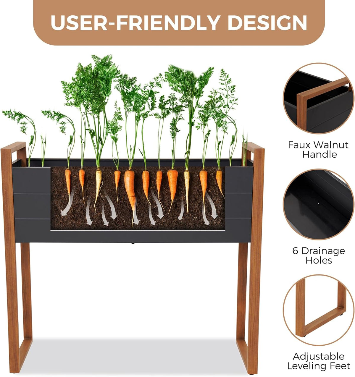 LOUNGE YARD Duisburg Raised Garden Bed with Legs, Weather-Resistant Elevated Planter Box with Drainage Holes — product view 5