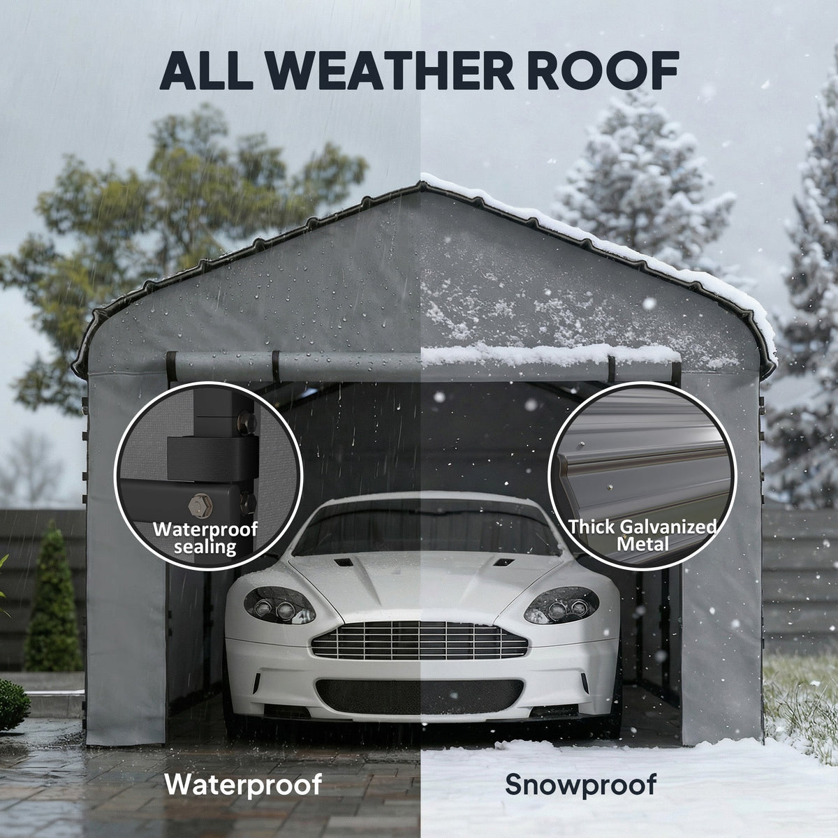 Onward 12' x 20' Heavy Duty Metal Carport with Galvanized Roof & Removable Sidewalls — product view 6