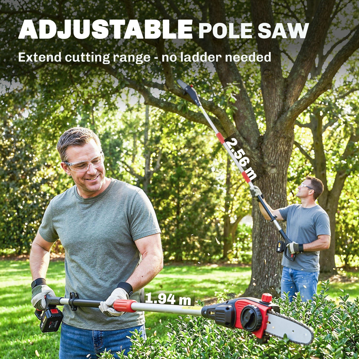 18V 8" Cordless Pole Chainsaw with 2 Batteries and Charger — product view 6