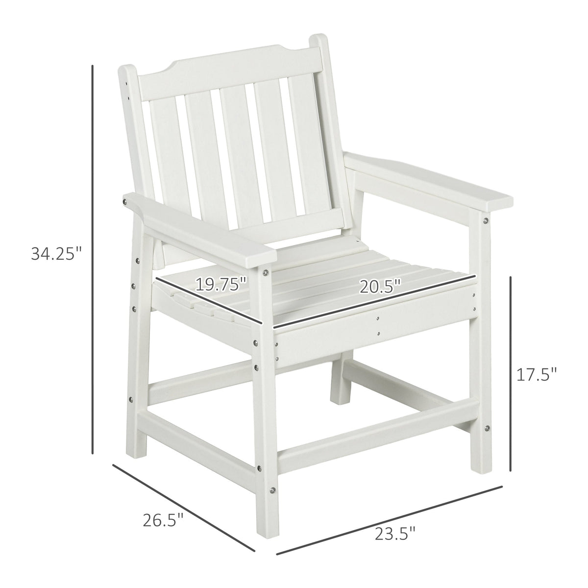 HDPE All-Weather Patio Dining Chair for Garden, Backyard, Deck, Porch, Lawn, White — product view 5