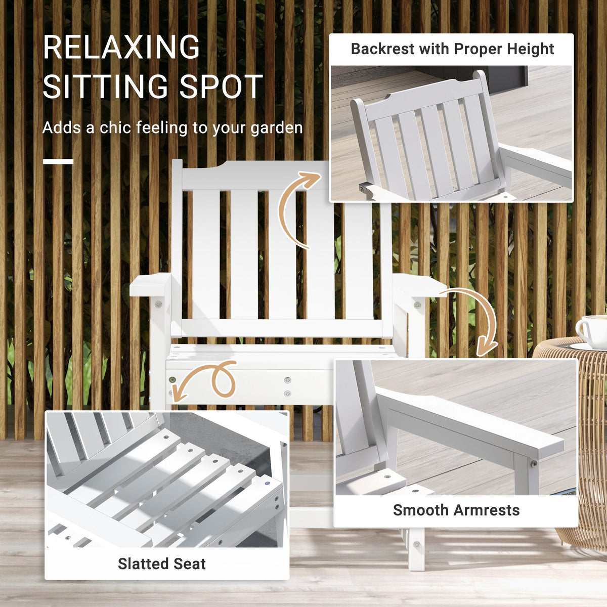 HDPE All-Weather Patio Dining Chair for Garden, Backyard, Deck, Porch, Lawn, White — product view 6
