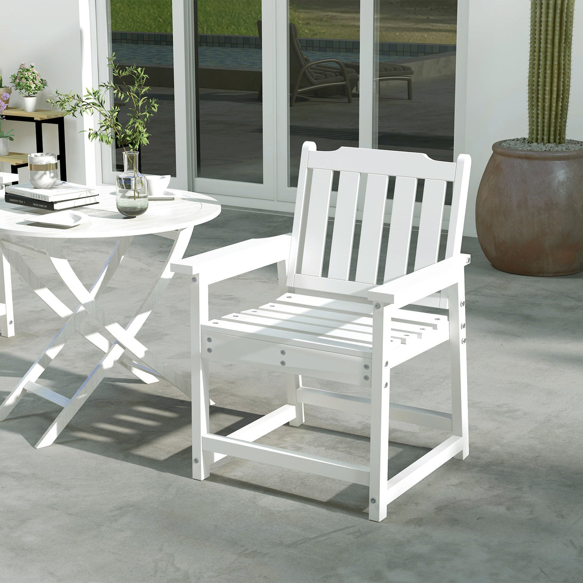HDPE All-Weather Patio Dining Chair for Garden, Backyard, Deck, Porch, Lawn, White — product view 4