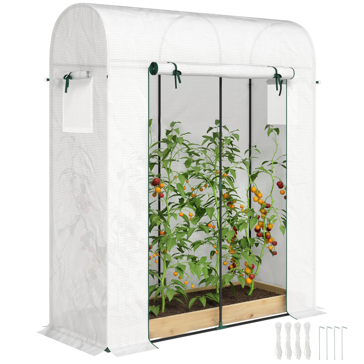 6' x 2' x 6.6' Mini Greenhouse with Roll-up Door, White — product view 1