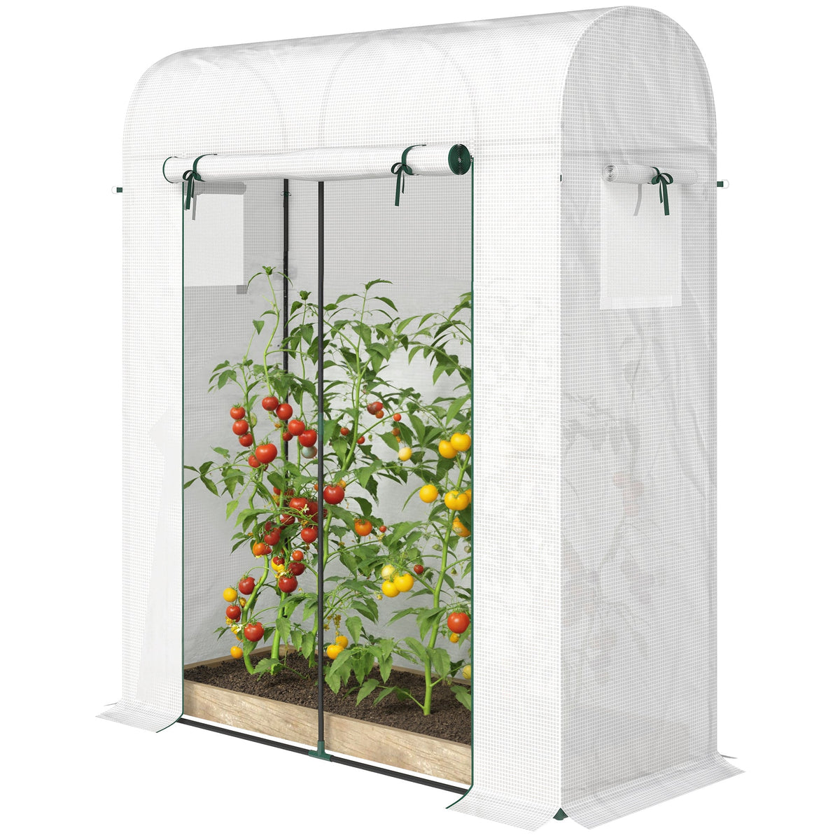 6' x 2' x 6.6' Mini Greenhouse with Roll-up Door, White — product view 2