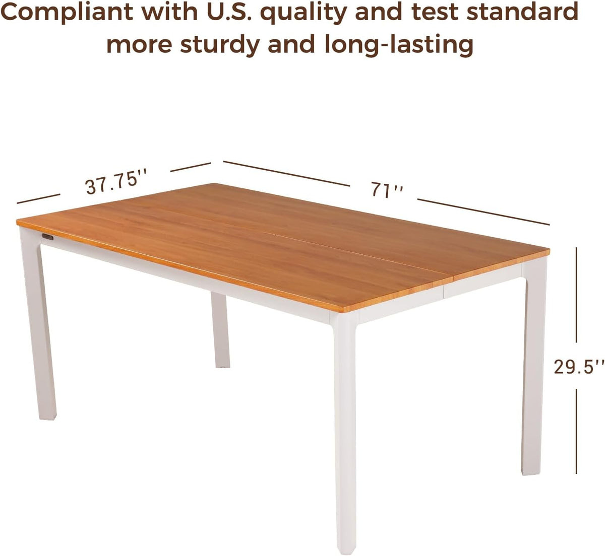LOUNGE YARD Rectangular Outdoor Dining Table, Waterproof Woodgrain Tabletop — product view 7