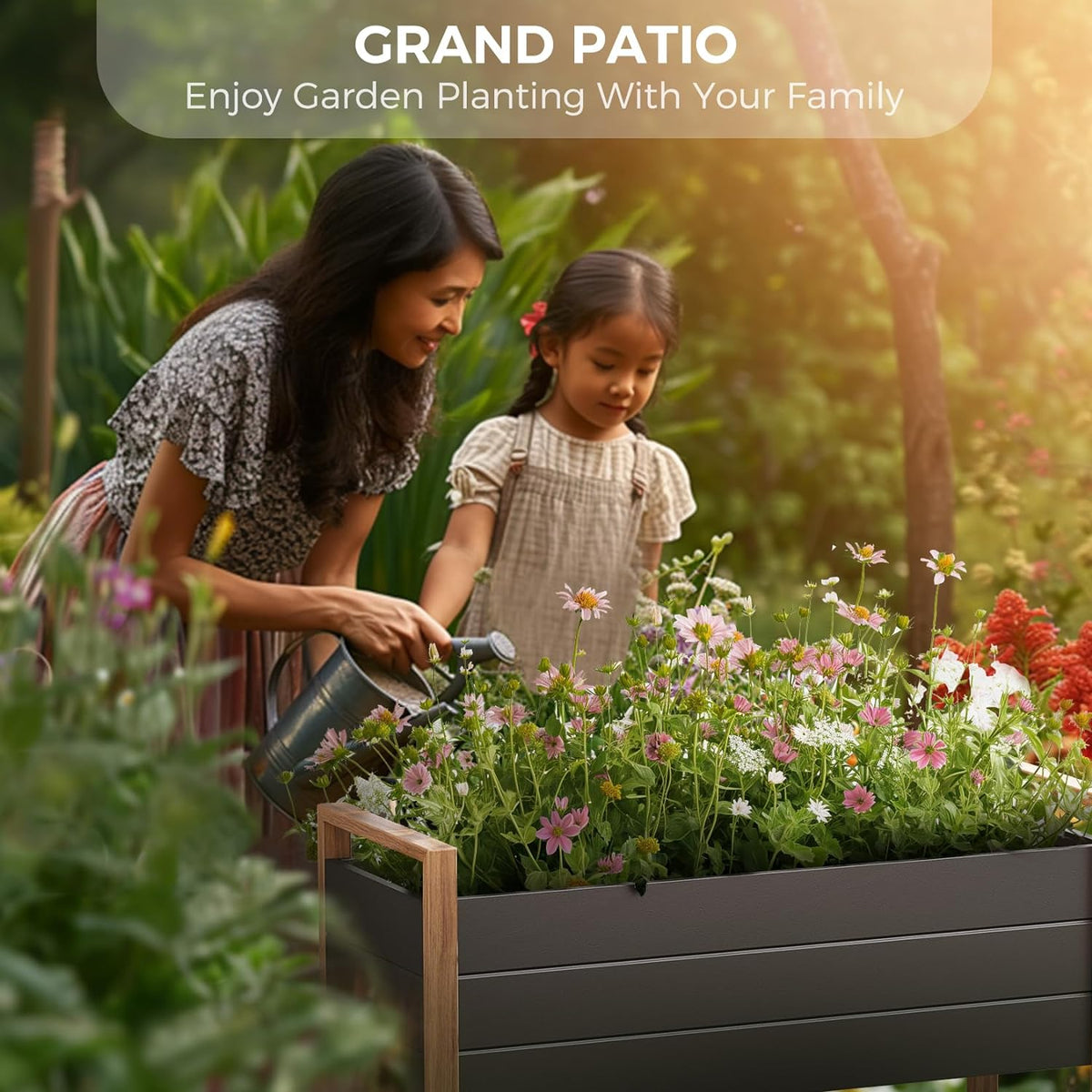 LOUNGE YARD Duisburg Raised Garden Bed with Legs, Weather-Resistant Elevated Planter Box with Drainage Holes — product view 2