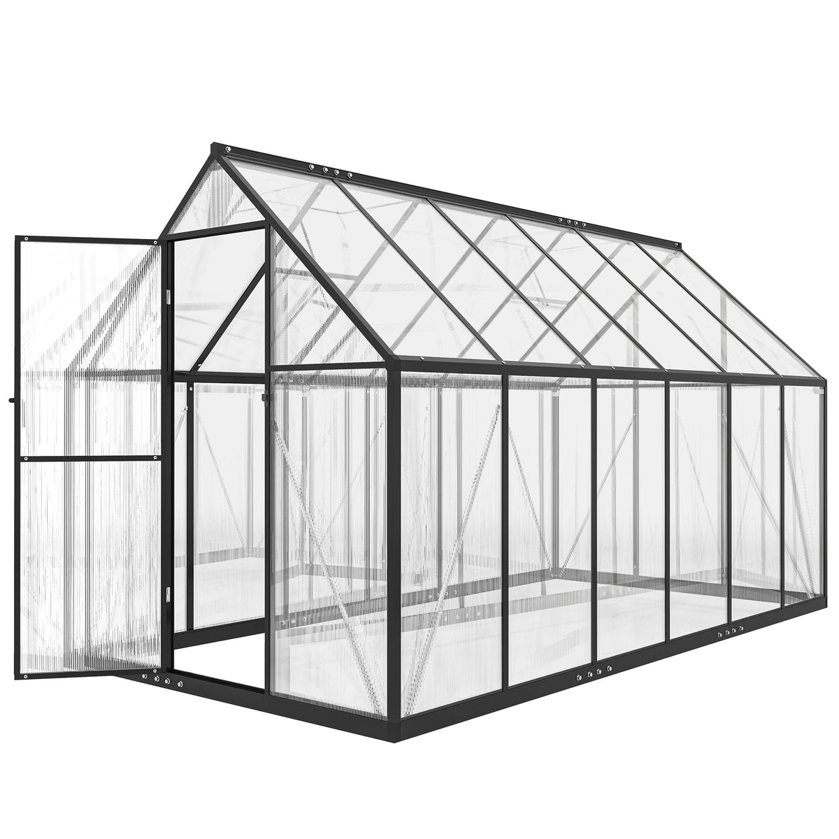 11' x 6' Polycarbonate Walk-in Greenhouse, Black — product view 2
