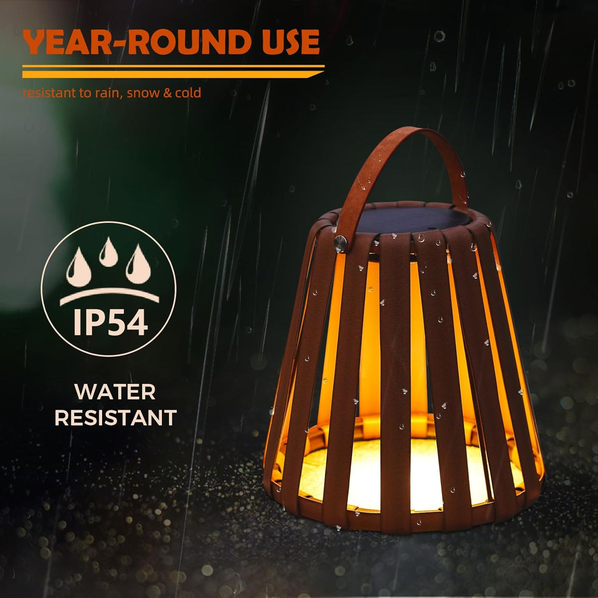 LOUNGE YARD 2-Pack Solar-Powered Outdoor Decor Lanterns, Faux Leather Outdoor Floor Lamps Waterproof for Porch, Patio — product view 7