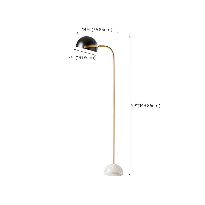 Eryn Floor Lamp Semi Circular Retro/Minimalist, Metal/Marble, Black, Bedroom — product view 4