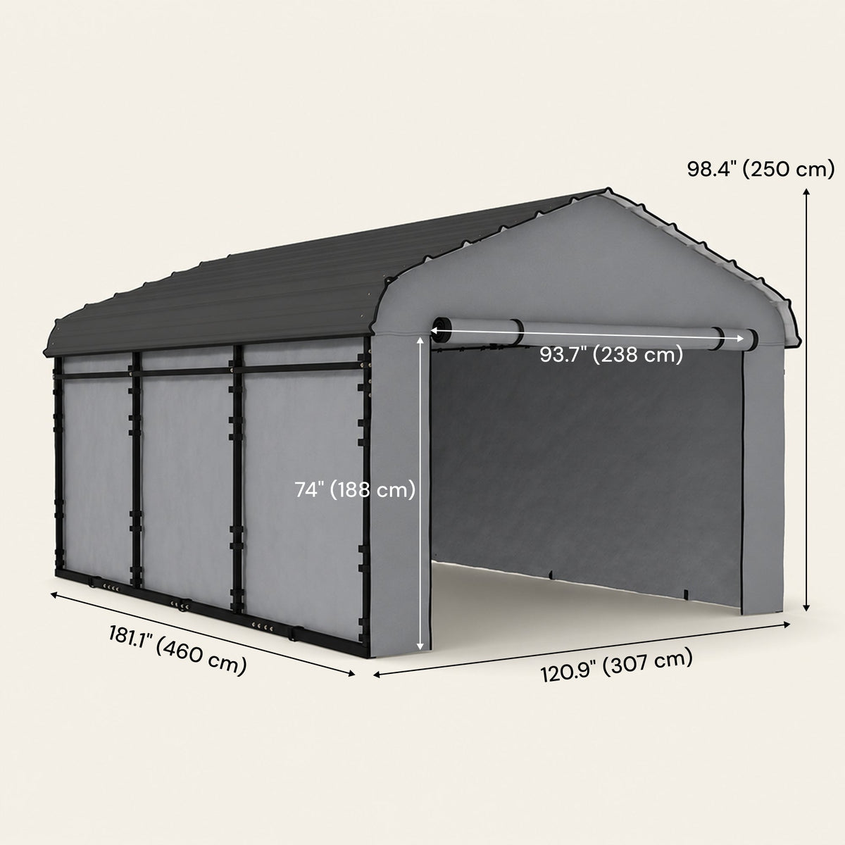 Onward 10' x 15' Heavy Duty Metal Carport with Galvanized Roof & Removable Sidewalls — product view 5