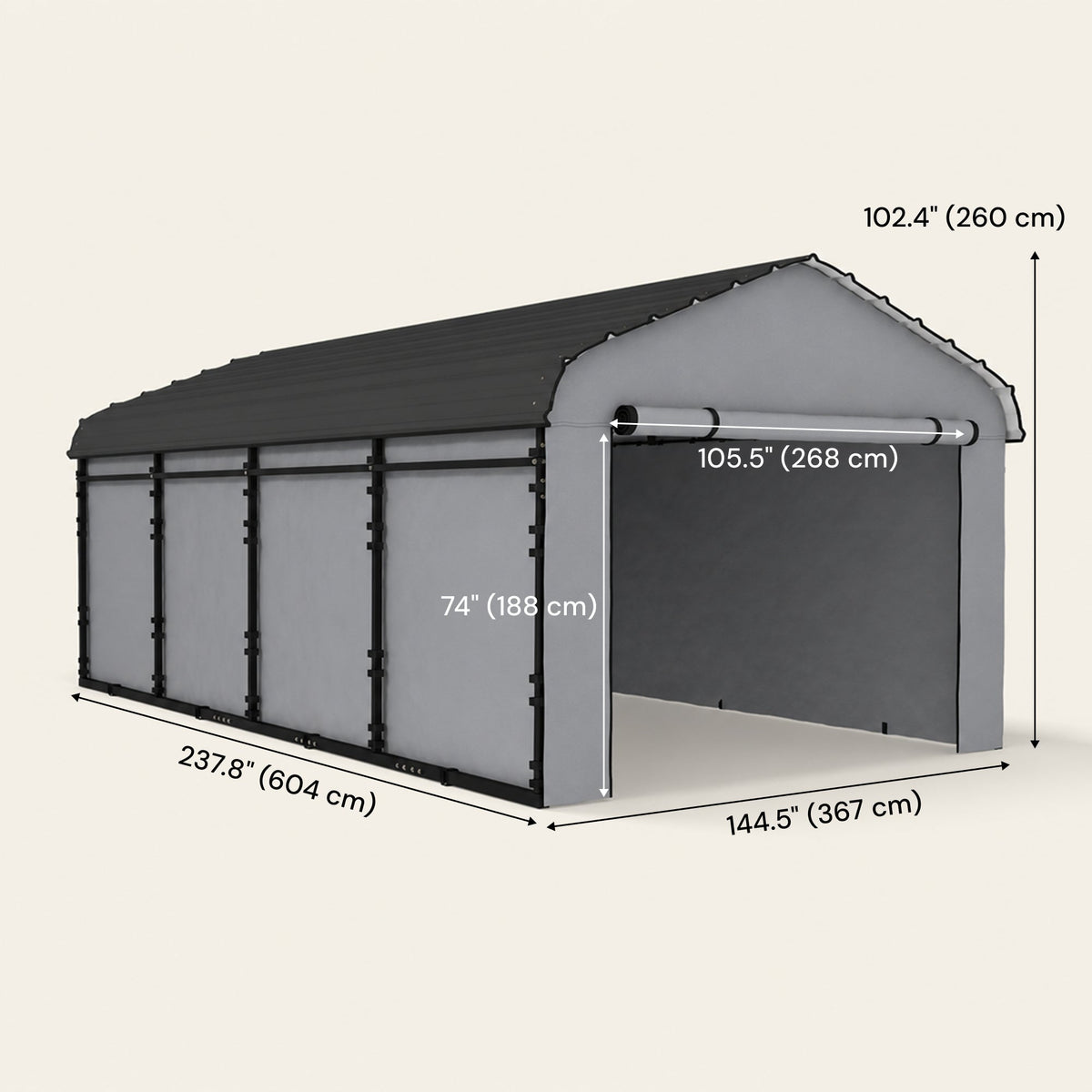 Onward 12' x 20' Heavy Duty Metal Carport with Galvanized Roof & Removable Sidewalls — product view 5