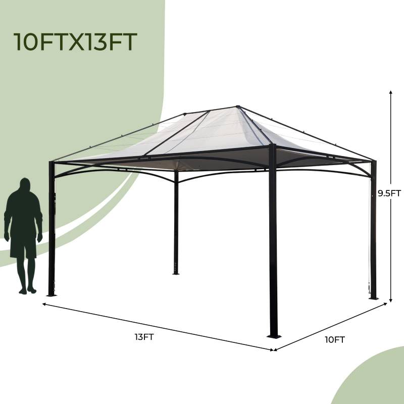 LOUNGE YARD 10x13 FT Outdoor Gazebo Canopy - Steel Polyester Frame Grey — product view 7