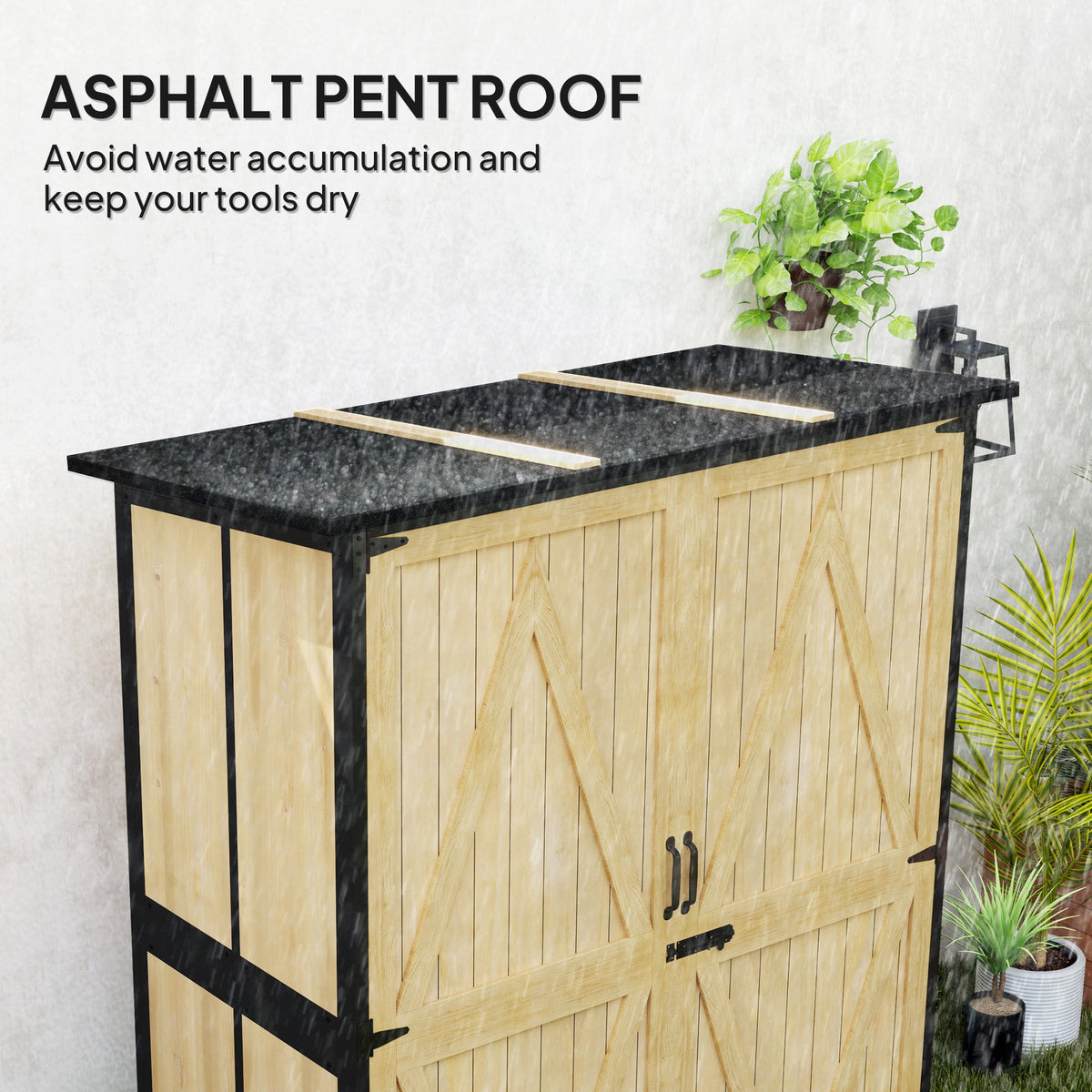 Wood Outdoor Storage Cabinet with 2 Shelves, Natural — product view 7