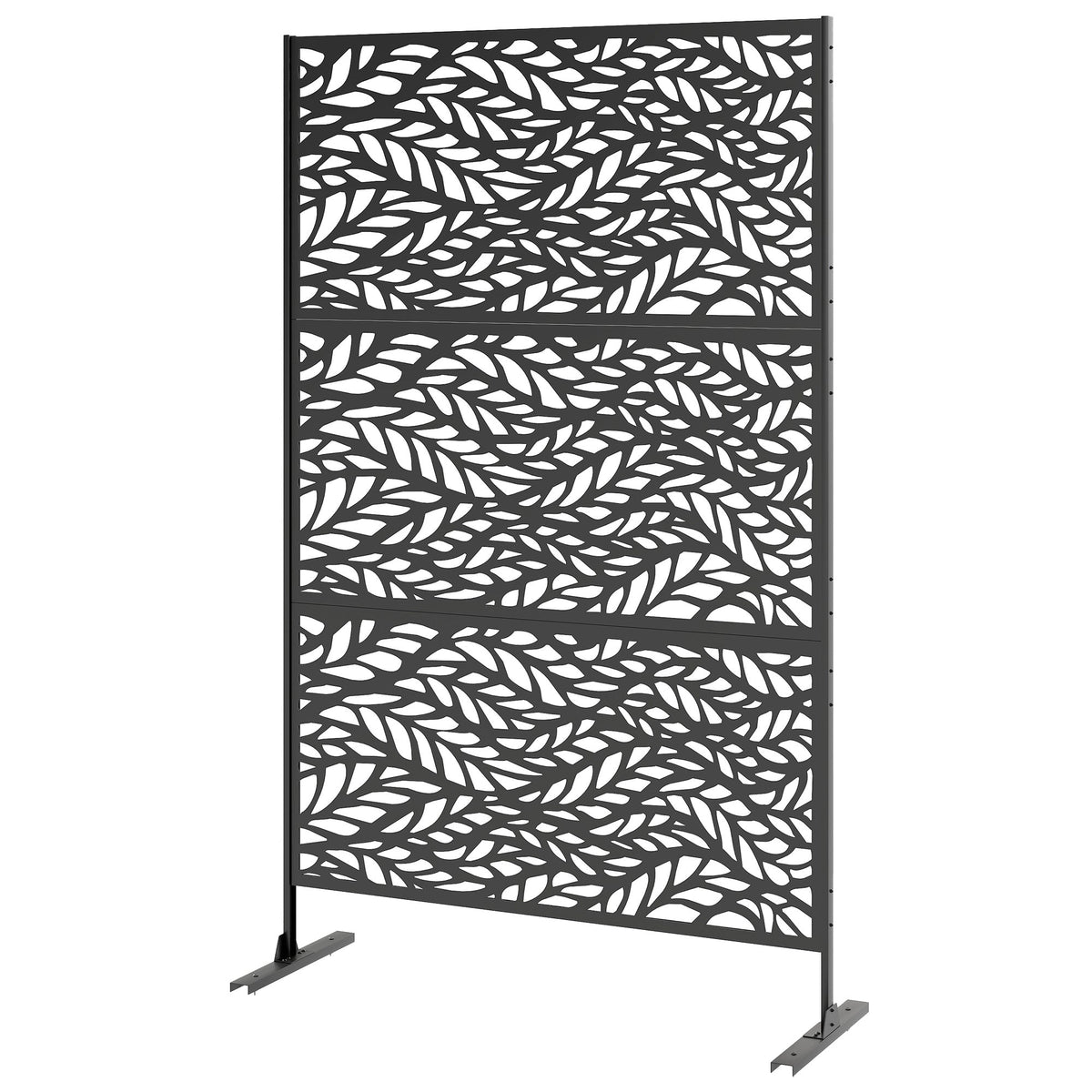 78" x 48" Metal Outdoor Privacy Screen, Willow Branch Design, Black — product view 2