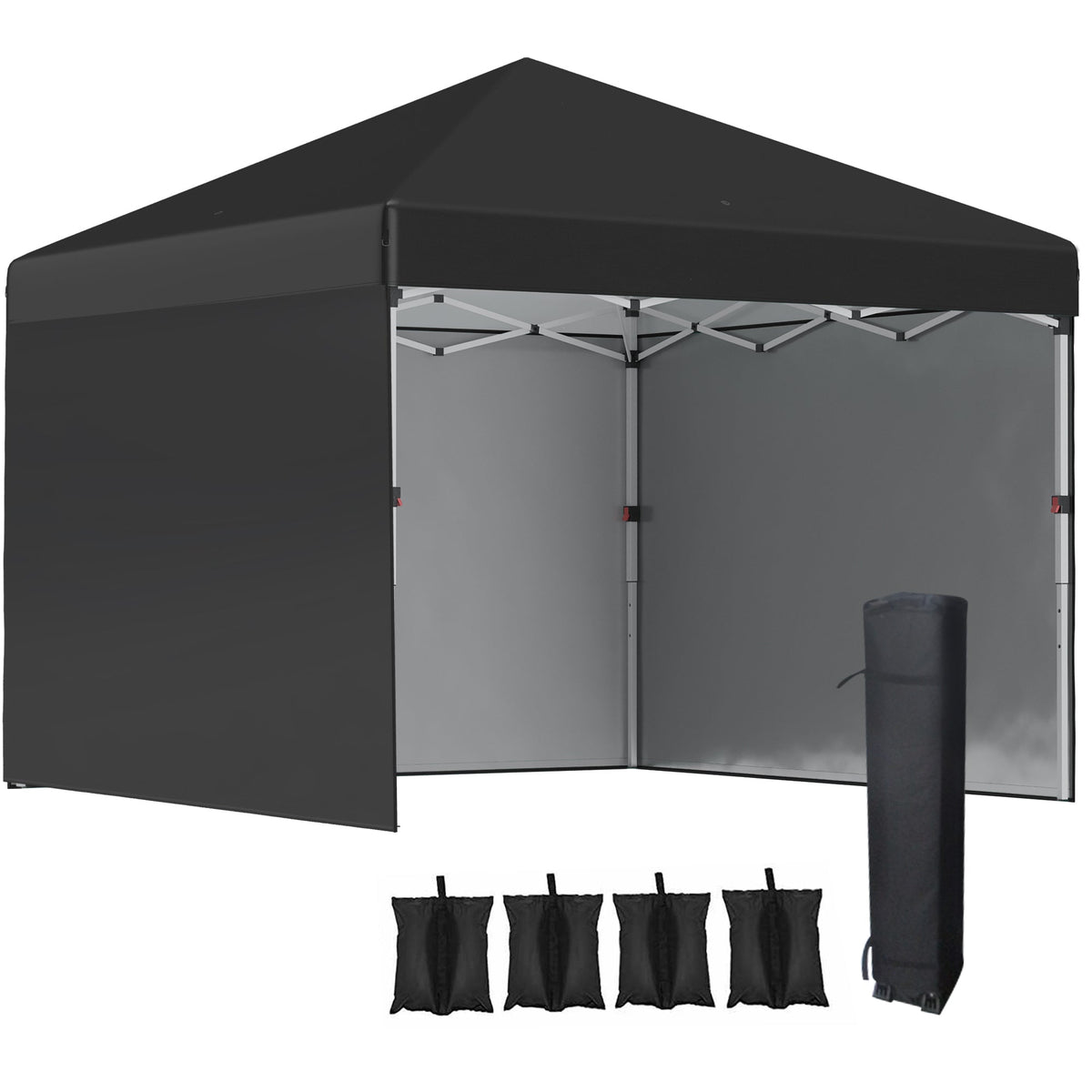 3 x 3m Pop Up Gazebo with 3 Sidewalls, Weight Bags & Wheeled Bag, Black — product view 1