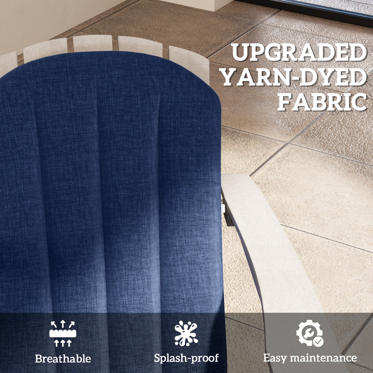 4-Piece Adirondack Chair Cushion Set with Ties, Navy Blue — product view 7