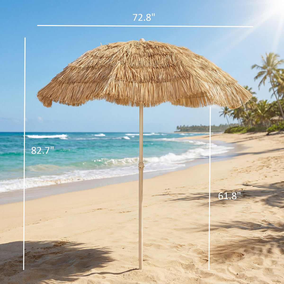 6FT Tiki Umbrella with 8 Ribs and Carry Bag, Khaki — product view 5