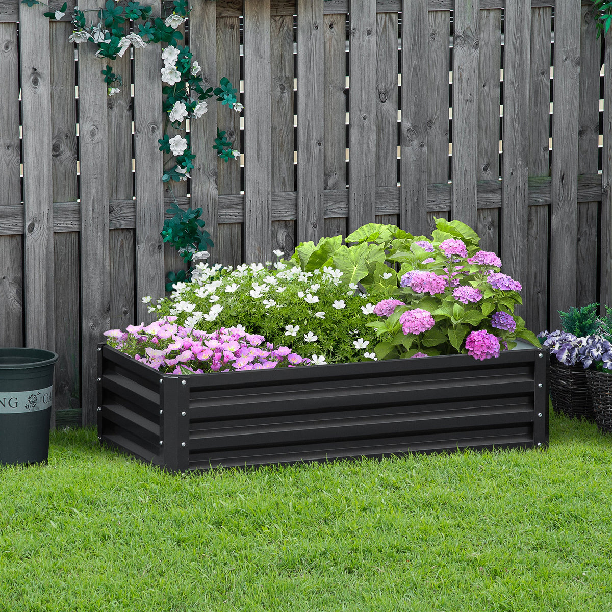 Galvanized Raised Garden Bed, 4' x 2' x 1' Metal Planter Box, for Growing Vegetables, Flowers, Herbs, Succulents, Gray — product view 4