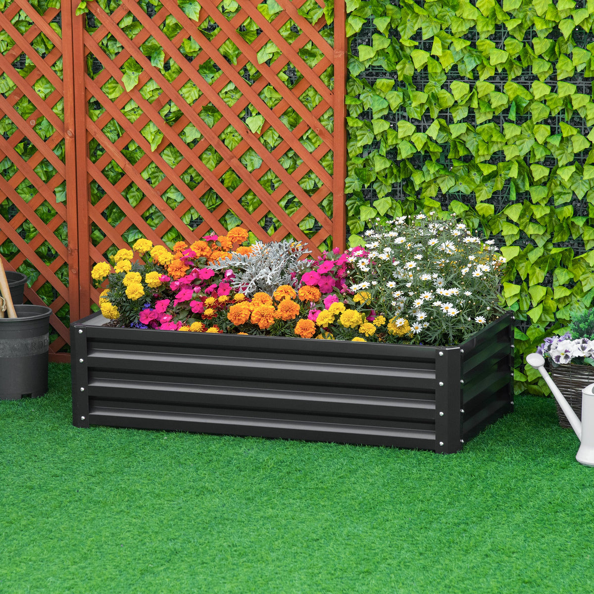 Galvanized Raised Garden Bed, 4' x 2' x 1' Metal Planter Box, for Growing Vegetables, Flowers, Herbs, Succulents, Gray — product view 3