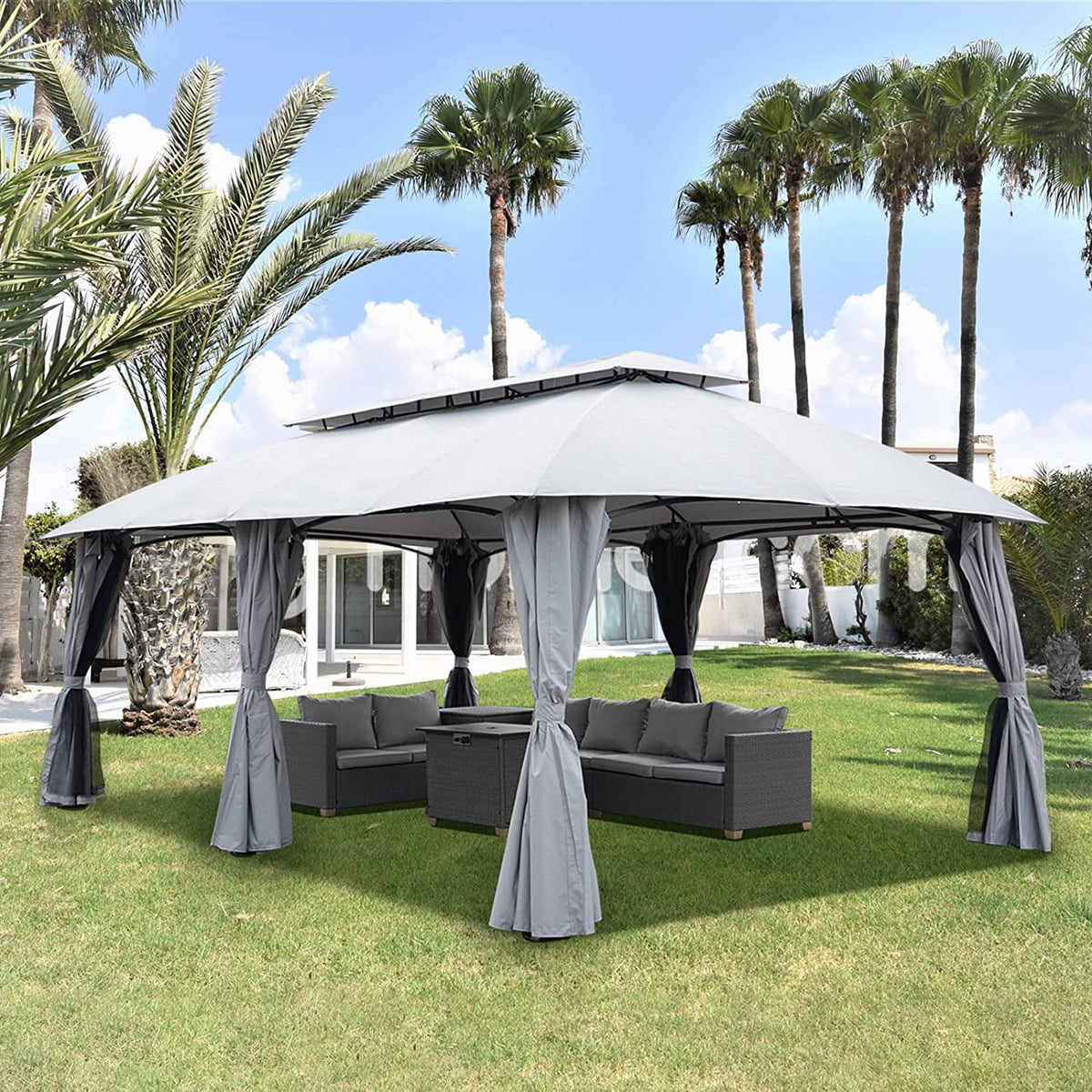 LOUNGE YARD 13'x20' Gazebo for Patio Double Vent Canopy with Netting — product view 4
