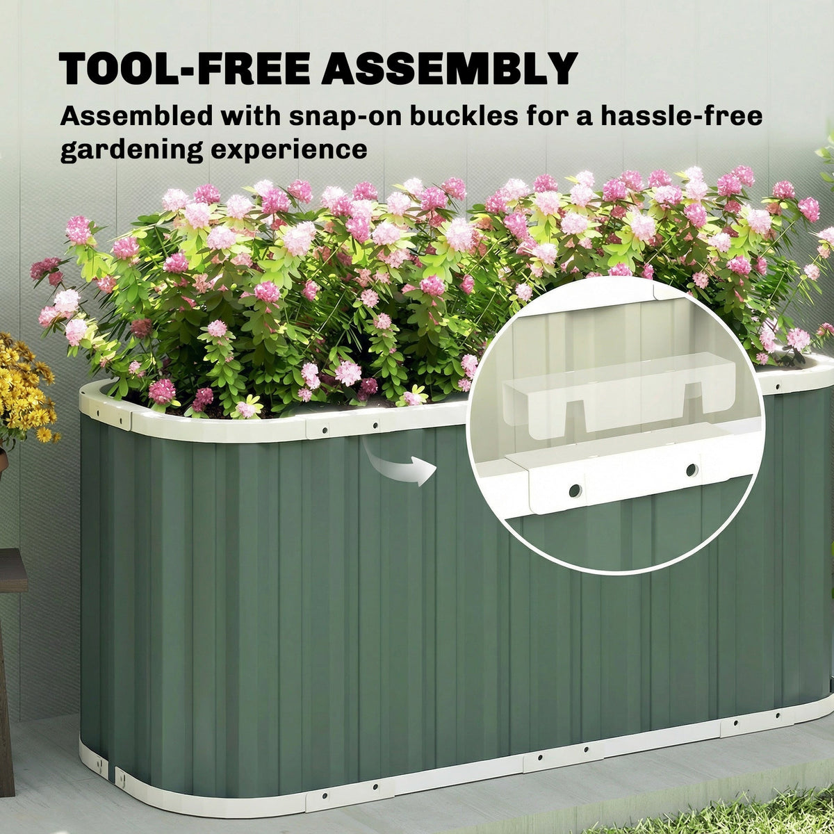 5' x 2' x 2' Galvanized Raised Garden Bed with Gloves, Light Green — product view 7