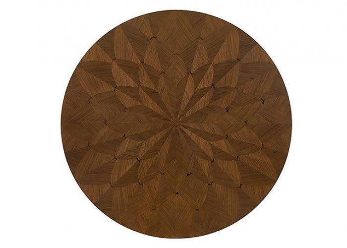 Hillerod Walnut Veneer Inlay Pedestal 59" Round Dining Table Set 5-Pc – FM32006WN-5PC — product view 5
