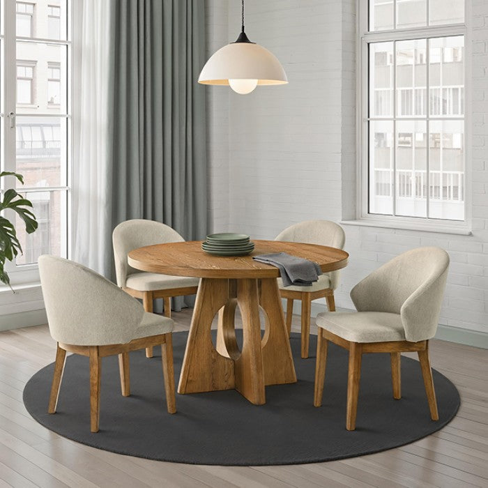 Orsino Walnut Veneer 47" Round Dining Table Set 5-Pc – FM32223WH-RT-23W-5PC — product view 1