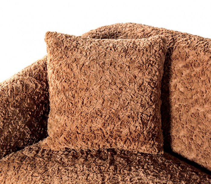 Orevis Brown Teddybear Chenille Fabric Sofa and Love Seat Set – FM61118BR-2PC — product view 3