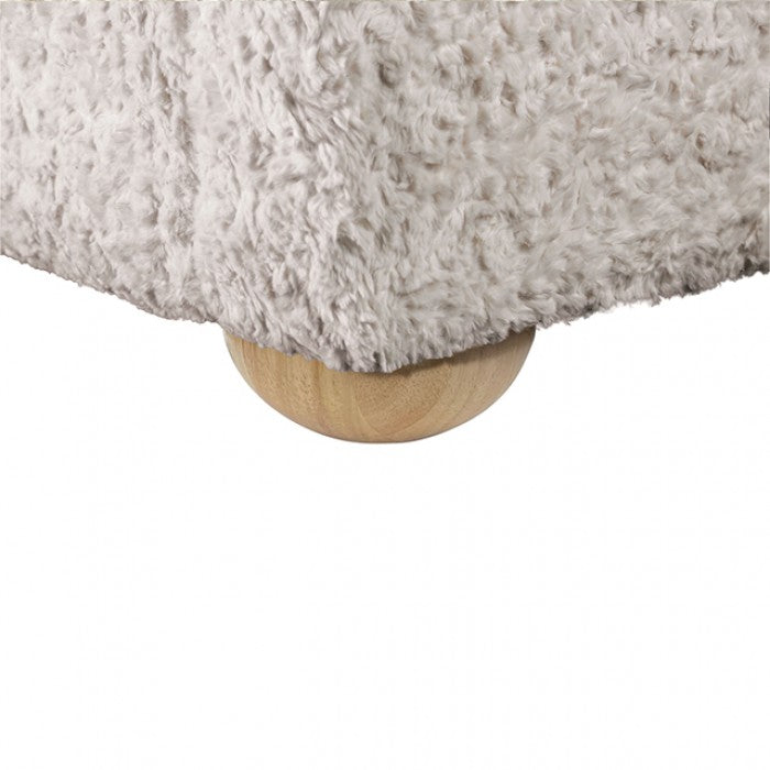 Orevis White Teddybear Chenille Fabric Sofa and Love Seat Set – FM61118WH-2PC — product view 4