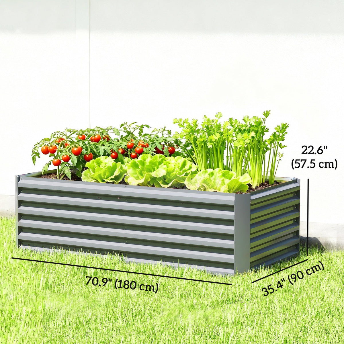 6' x 3' x 2' Galvanized Raised Garden Bed for Vegetables, Light Grey — product view 5
