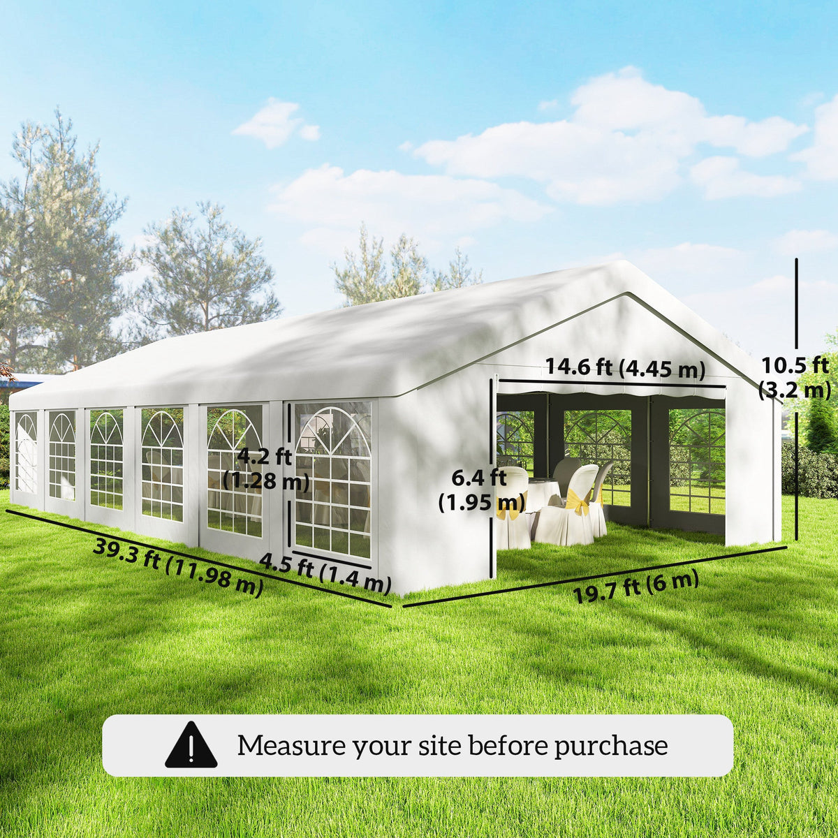 20' x 40' Heavy Duty Party Tent and Carport with 12 Sidewalls, White — product view 5