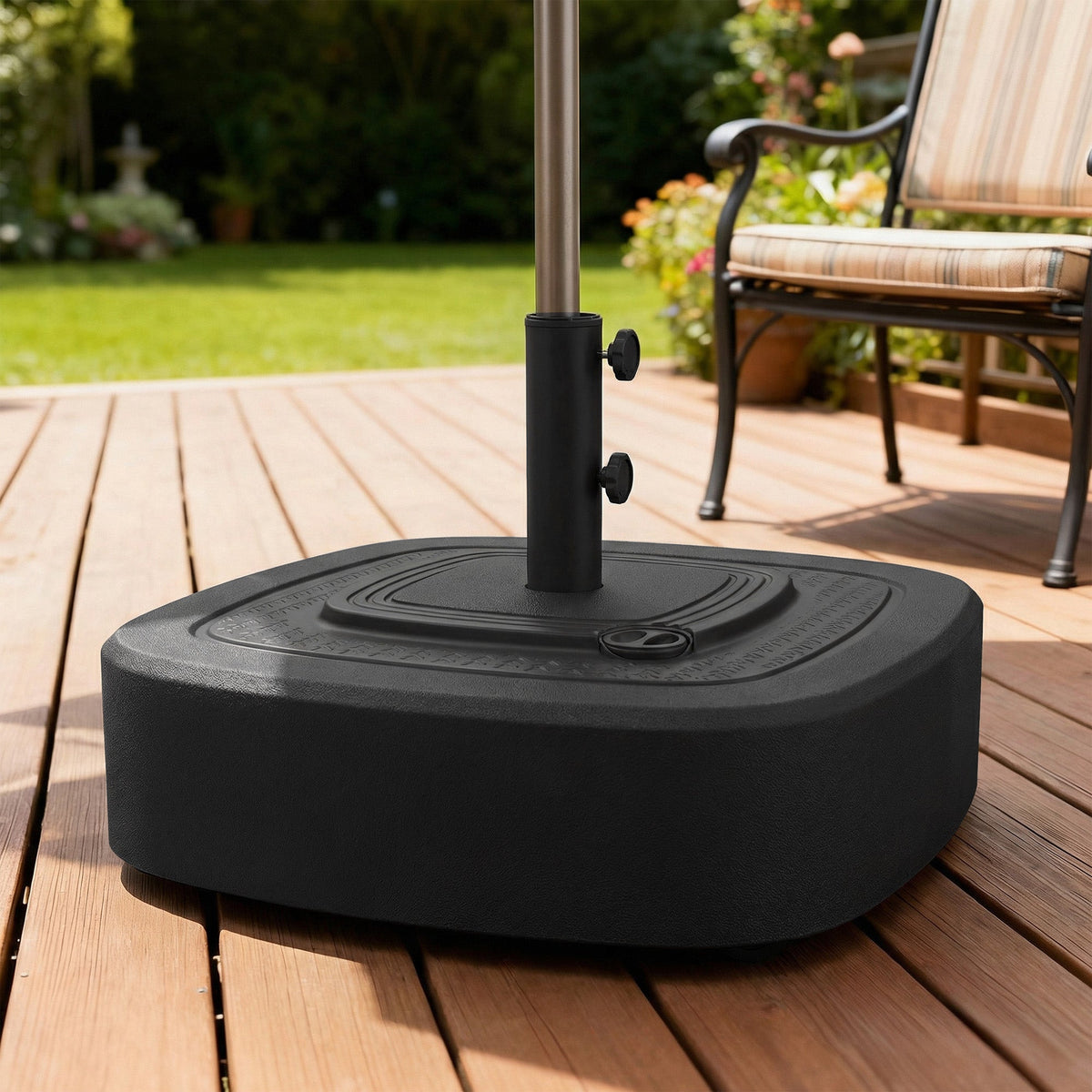Patio Umbrella Base with Wheels, 110 lbs Sand/86 lbs Water, Black — product view 3