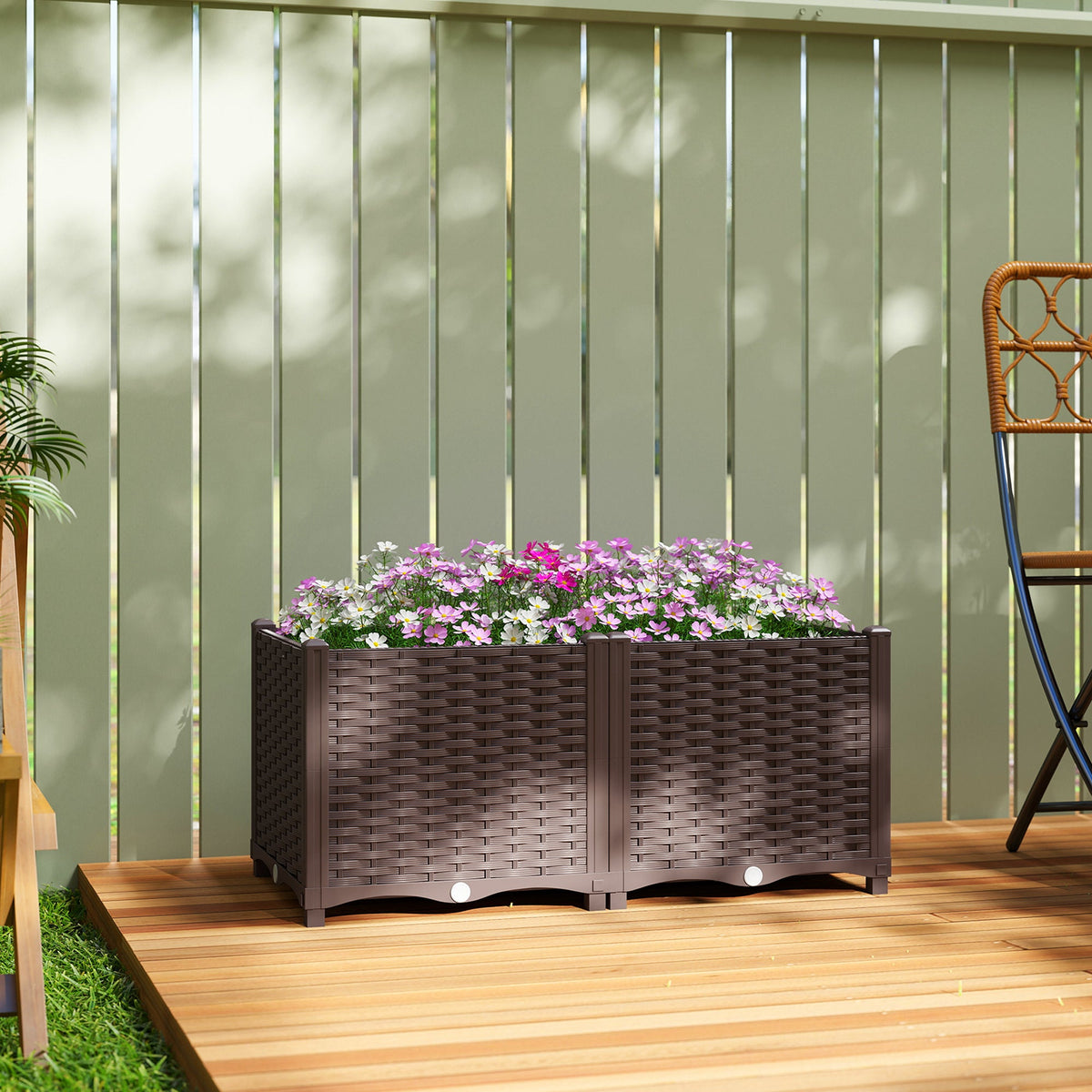 Self Watering Plastic Raised Garden Bed with Legs, 80 x 40 x 37 cm — product view 3