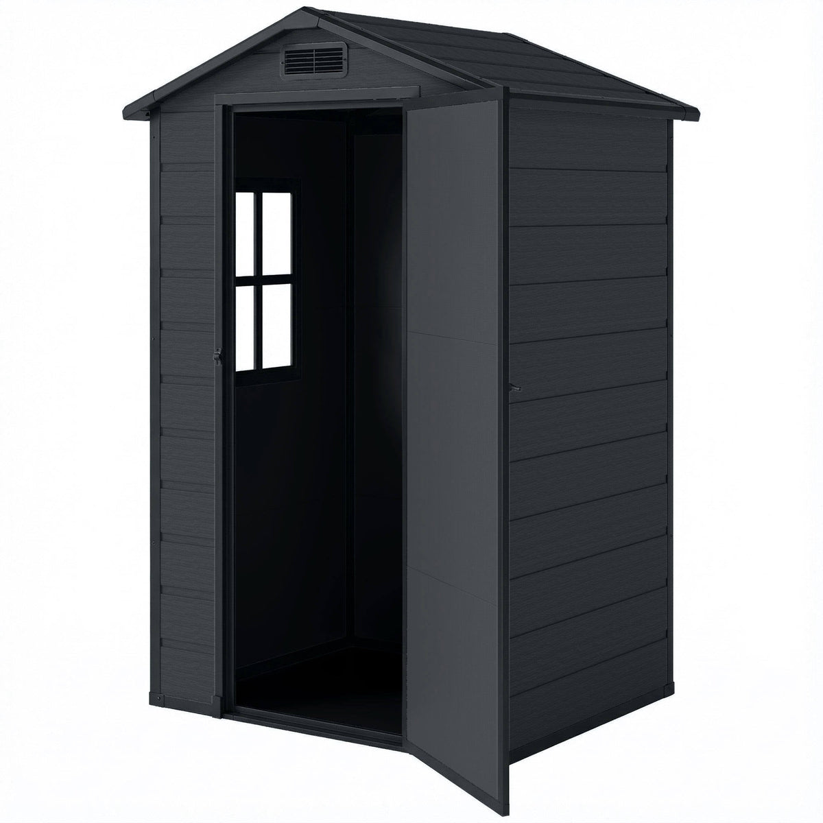 4' x 3' Plastic Garden Shed with Floor, Window and Vent, Dark Grey — product view 2