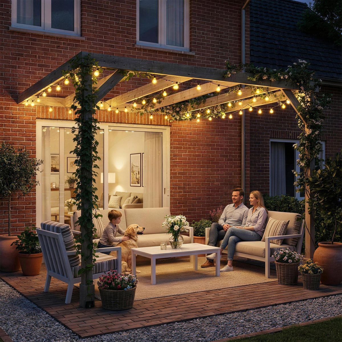 PerArbor 2.4 x 2.4m Lean-To Wooden Pergola Kit, Light Brown — product view 3