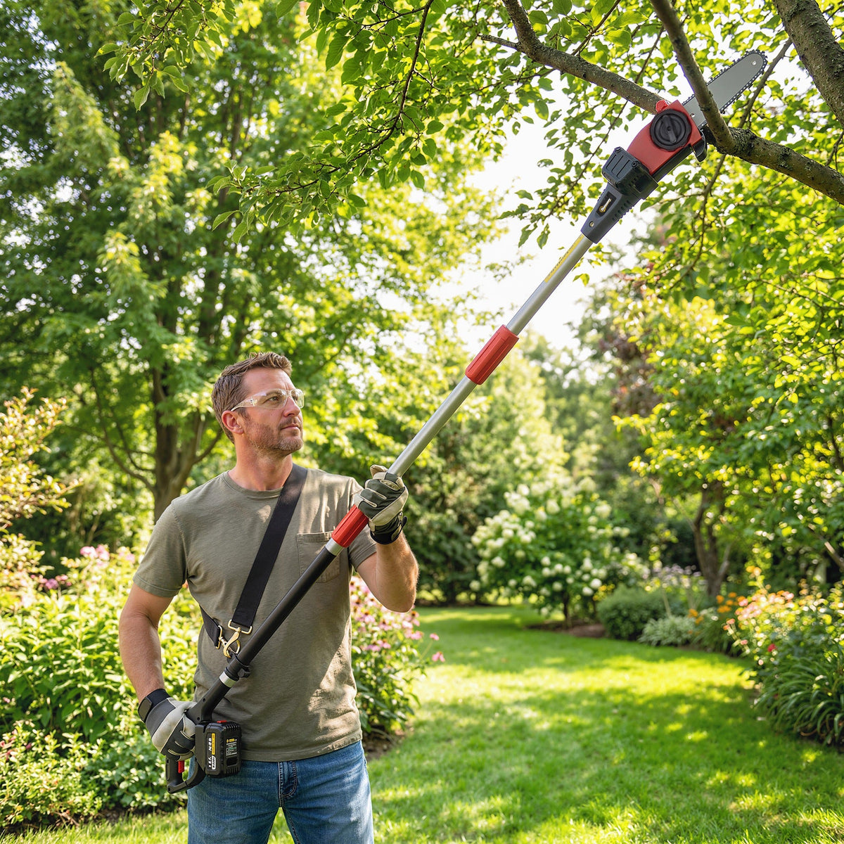 18V 8" Cordless Pole Chainsaw with 2 Batteries and Charger — product view 4