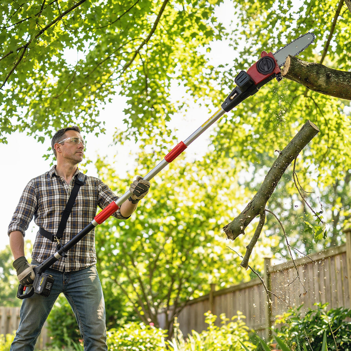 18V 8" Cordless Pole Chainsaw with 2 Batteries and Charger — product view 3
