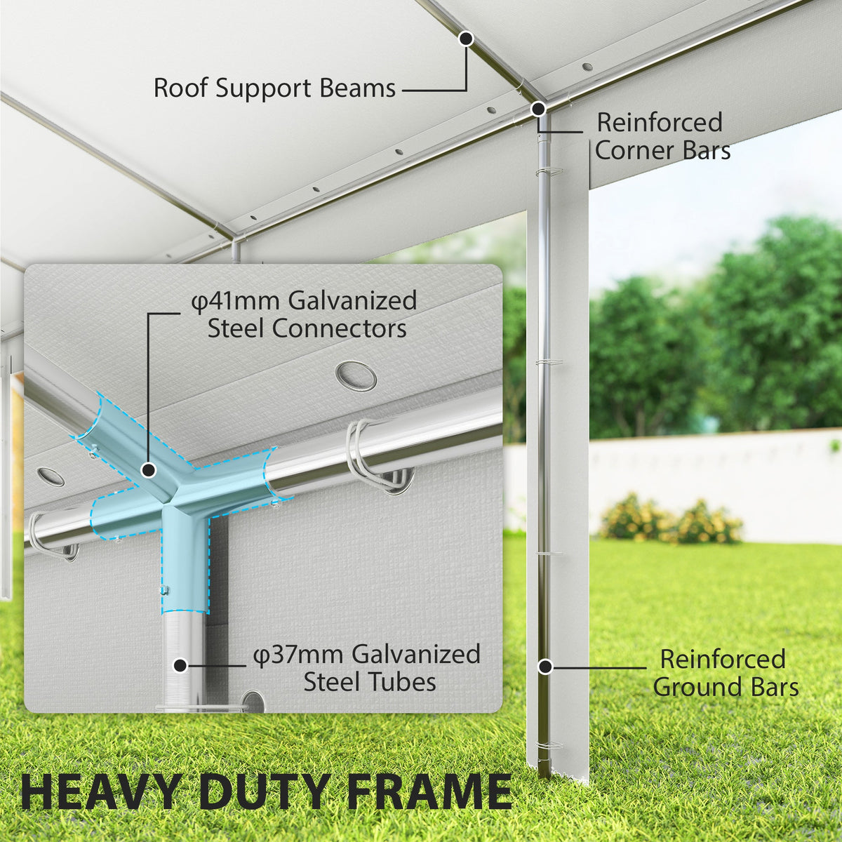 20' x 40' Heavy Duty Party Tent and Carport with 12 Sidewalls, White — product view 6