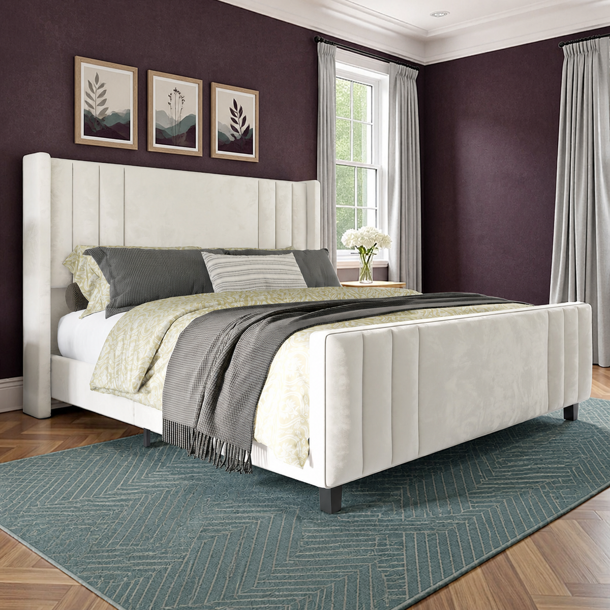 Grevane Kintail Velvet Channel Tufted Bed — product view 2
