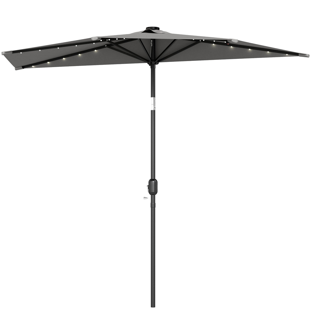 2.6 m Half Garden Parasol with Solar LED Lights and Tilt, Dark Grey — product view 2