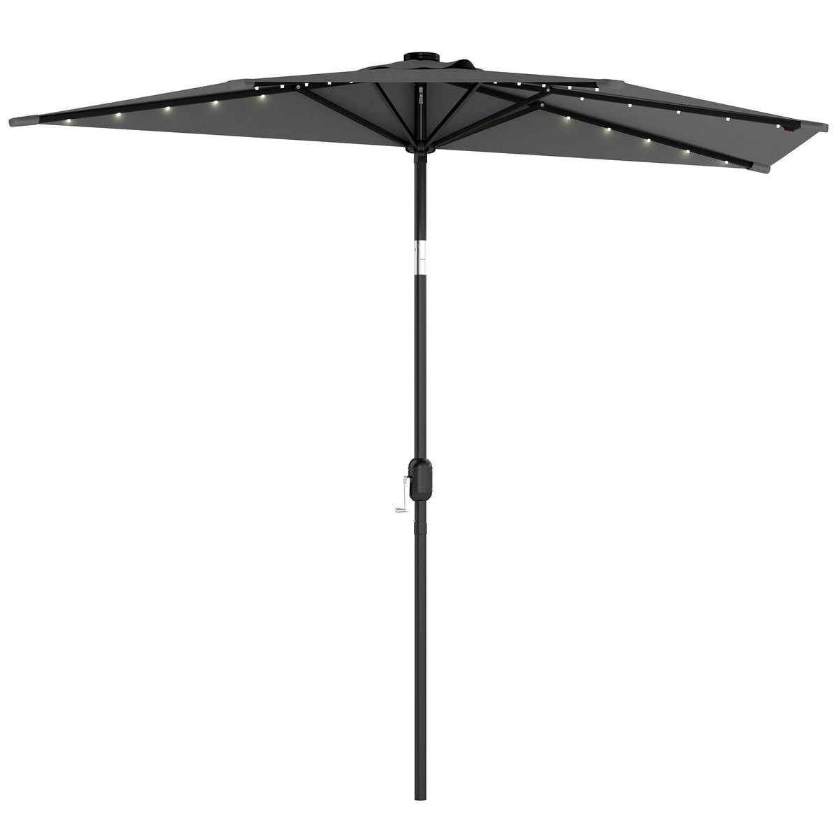 2.6 m Half Garden Parasol with Solar LED Lights and Tilt, Dark Grey — product view 1