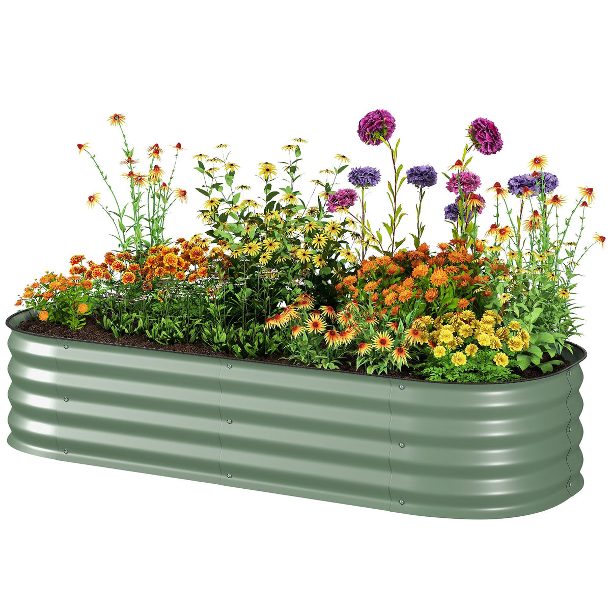 5' x 2' x 1' Galvanized Raised Garden Bed Kit, Green — product view 2