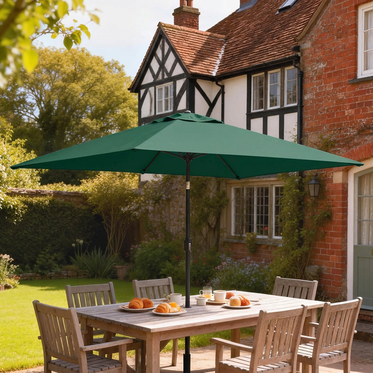 3 x 2 m Garden Parasol with Crank Handle and Tilt Function, Green — product view 3